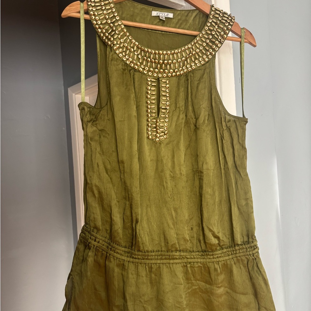 Styles Olive Jeweled Peplum Top